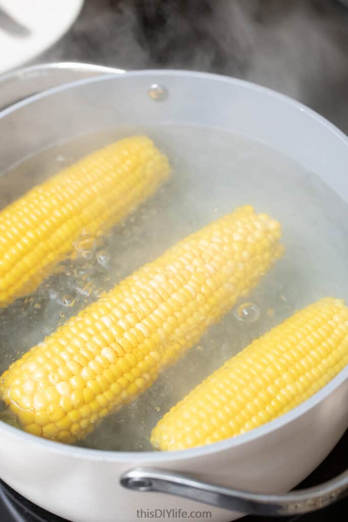 boil the corn for corn feta avocado salad