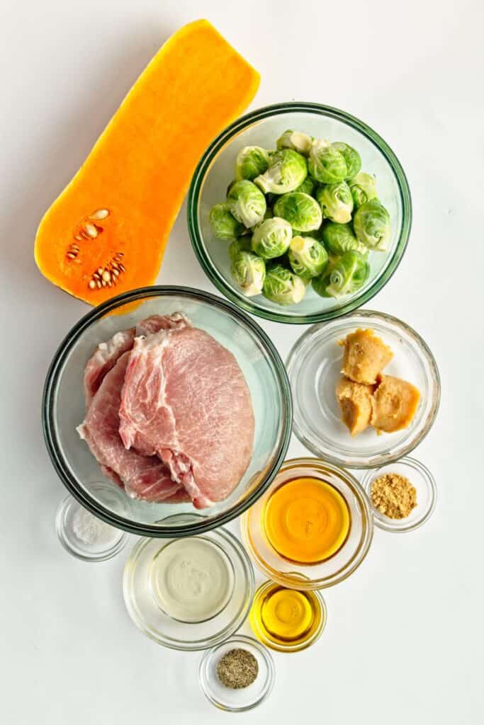 sheet pan pork chops and vegetables ingredients
