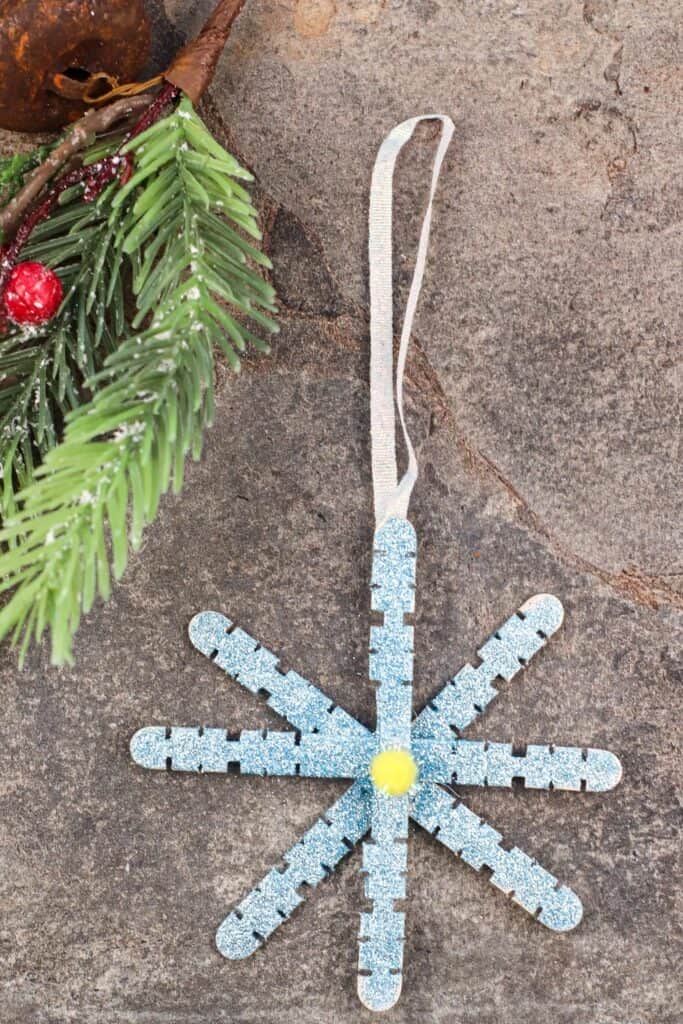 Easy Glitter Popsicle Stick Snowflake