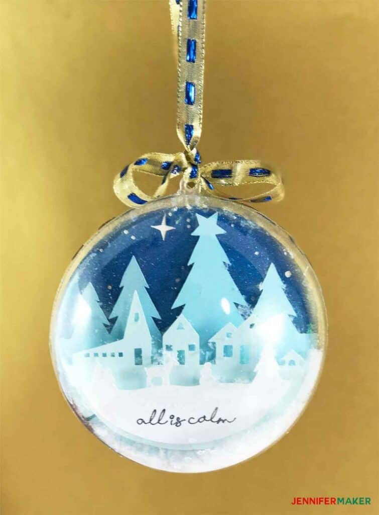 Two Sided Glitter Ball Ornament