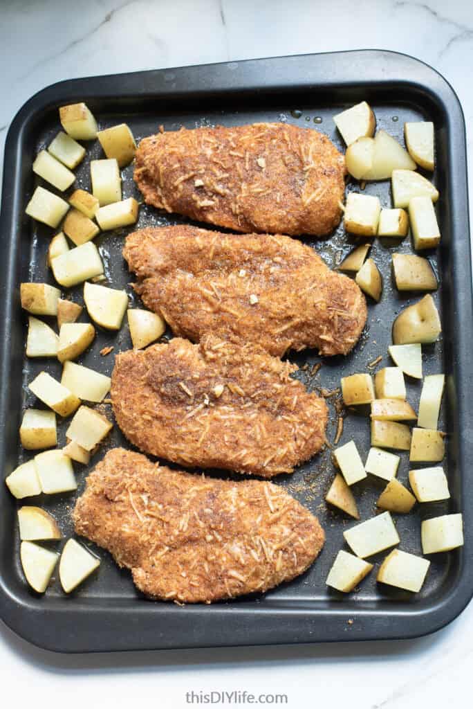 bake parmesan garlic chicken and potatoes
