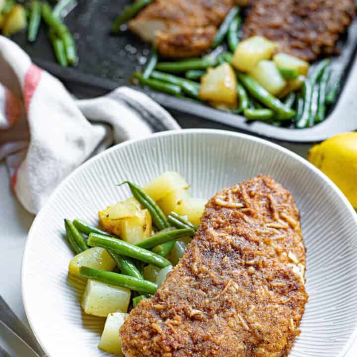 baked garlic parmesan chicken and potatoes