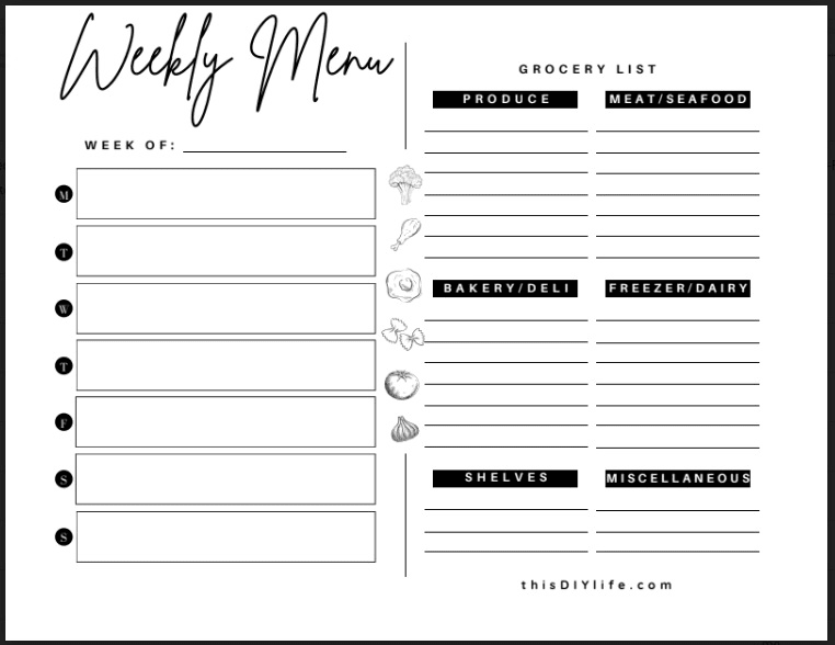 Free Weekly Meal Planner Printable - Easy Cheesy Vegetarian