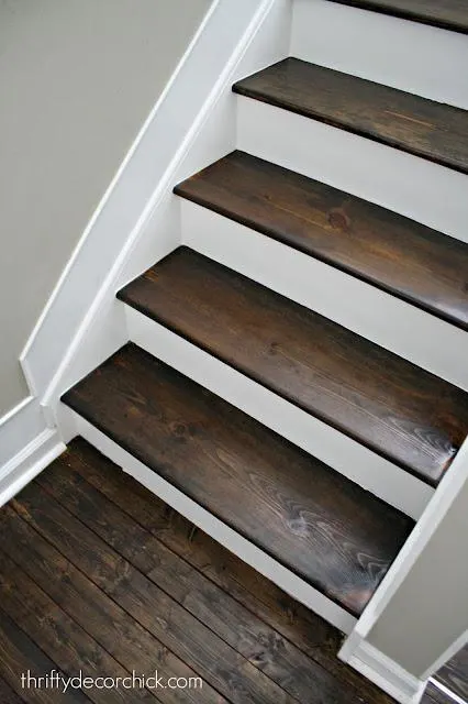 Stained Wood and Painted Stair Makeover