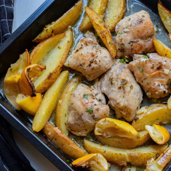 Baked-Lemon-Butter-Herbs-Chicken-Thighs-with-Potatoes