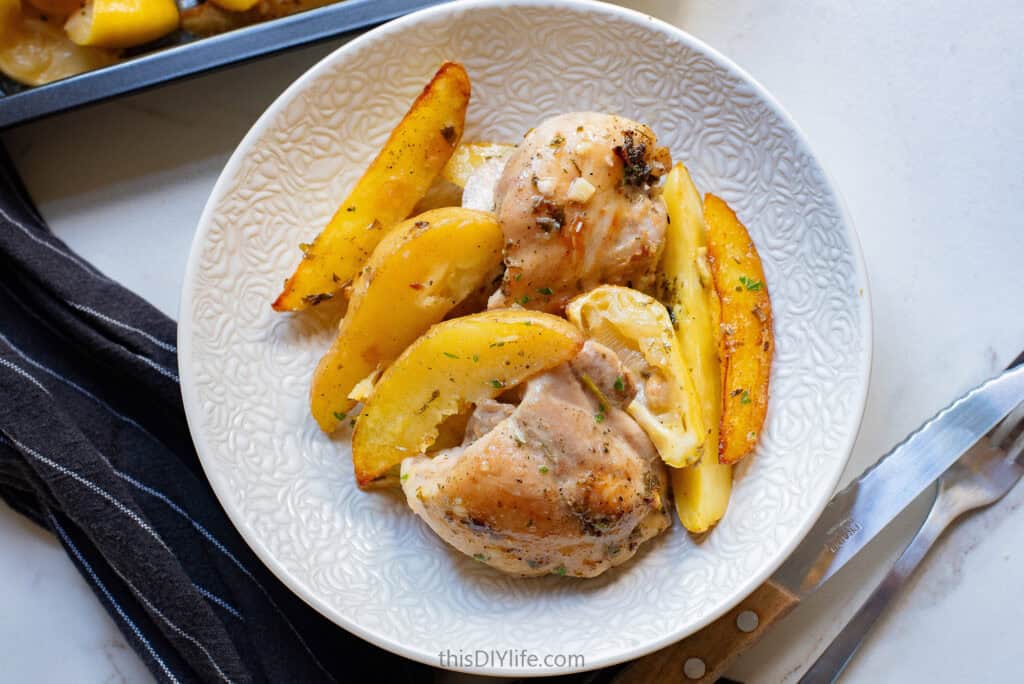 lemon butter chicken thighs and potatoes