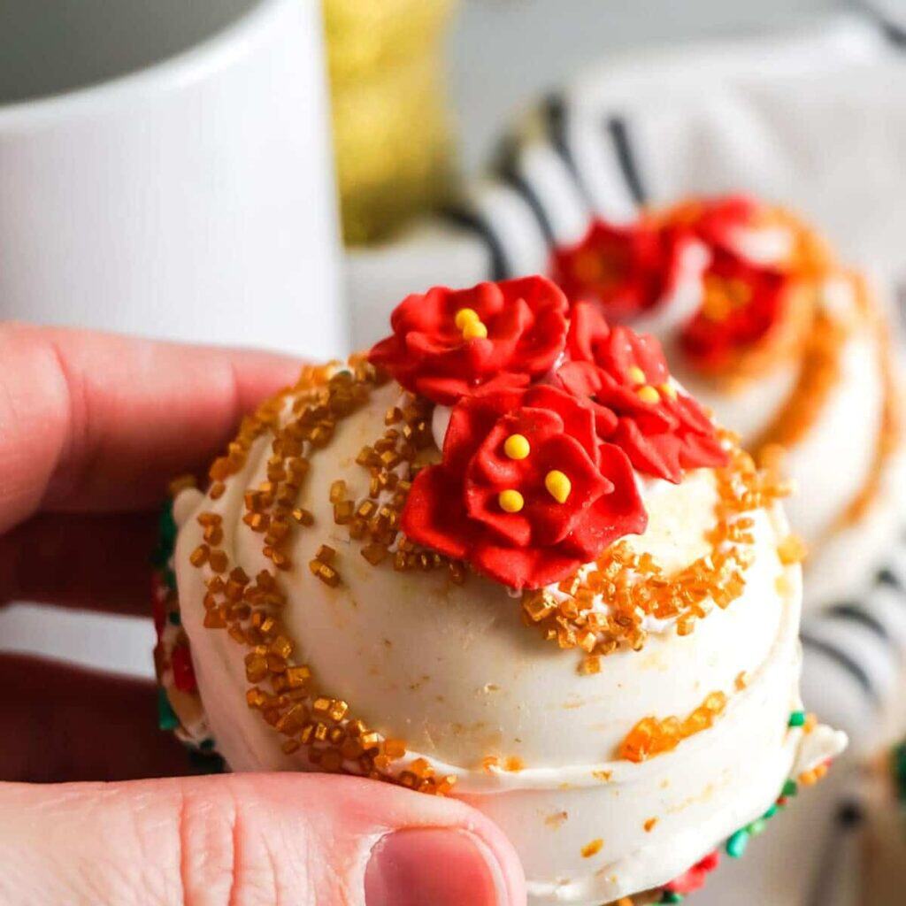 Poinsettia Hot Cocoa Bombs