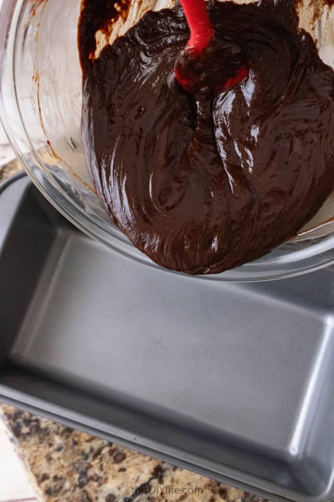 pour chocolate into pan to cool for truffles