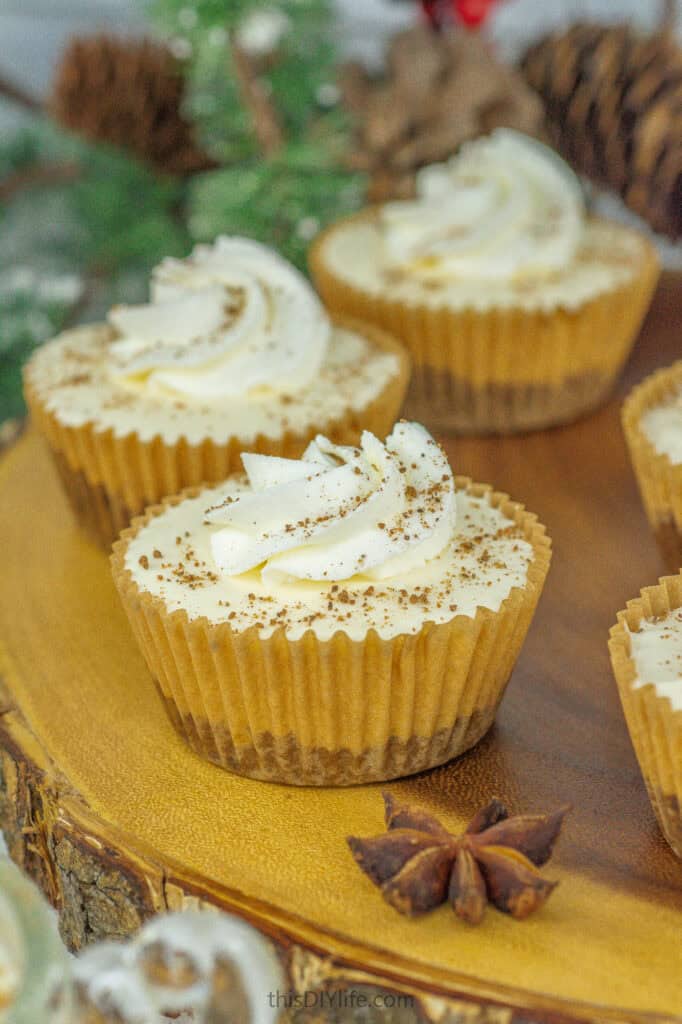 no bake eggnog cheesecake with gingersnap crust