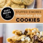 stuffed smores chocolate chip cookies