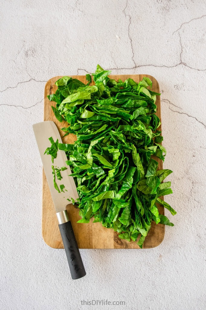 Roughly chop the spinach