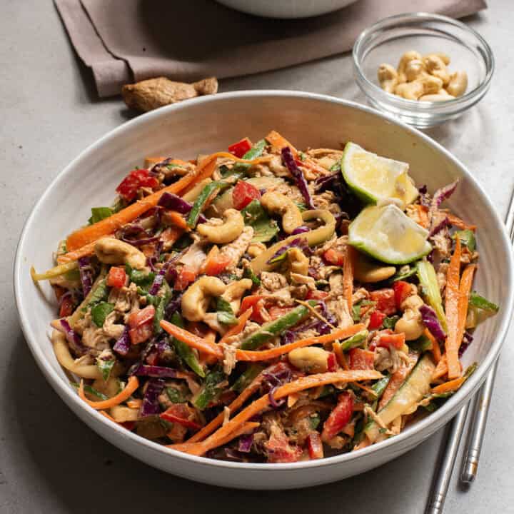 Healthy & Simple Chopped Thai Chicken Salad with Peanut Dressing ~ That Keeps Well for Days!