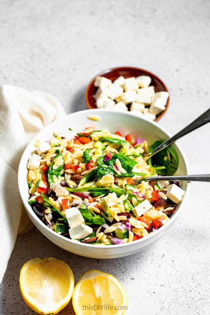 easy lemon orzo salad with feta
