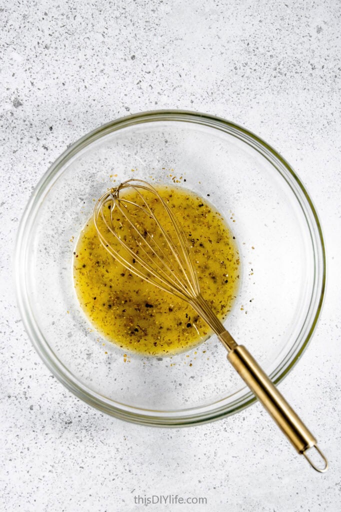 whisk Greek lemon salad dressing