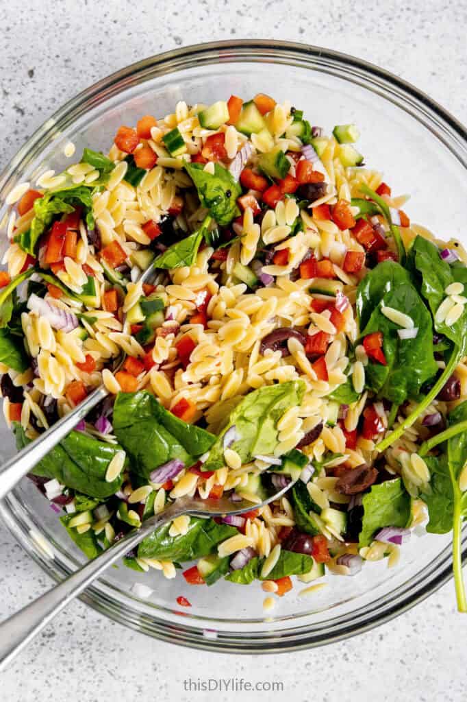 lemon orzo pasta salad with cucumber and feta