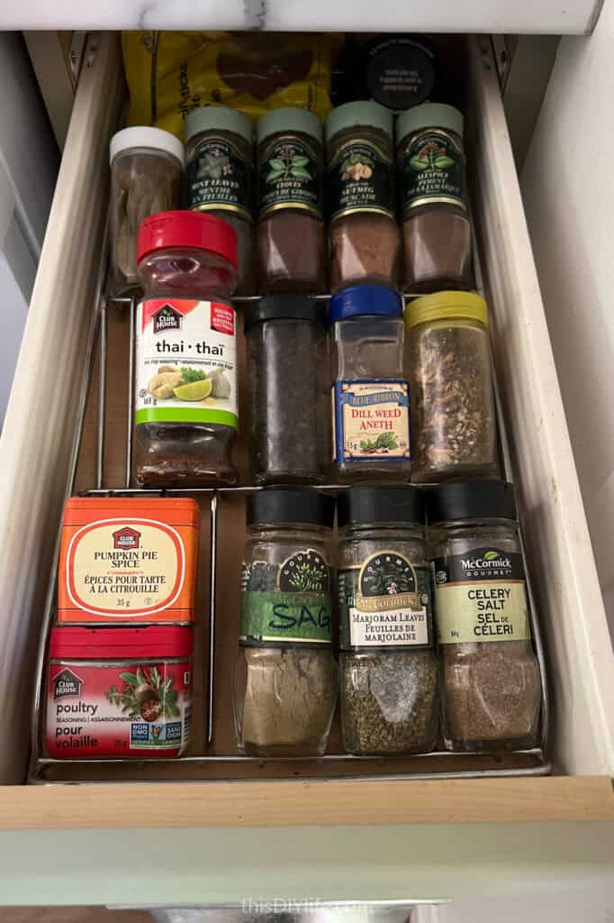 simple spice drawer organization