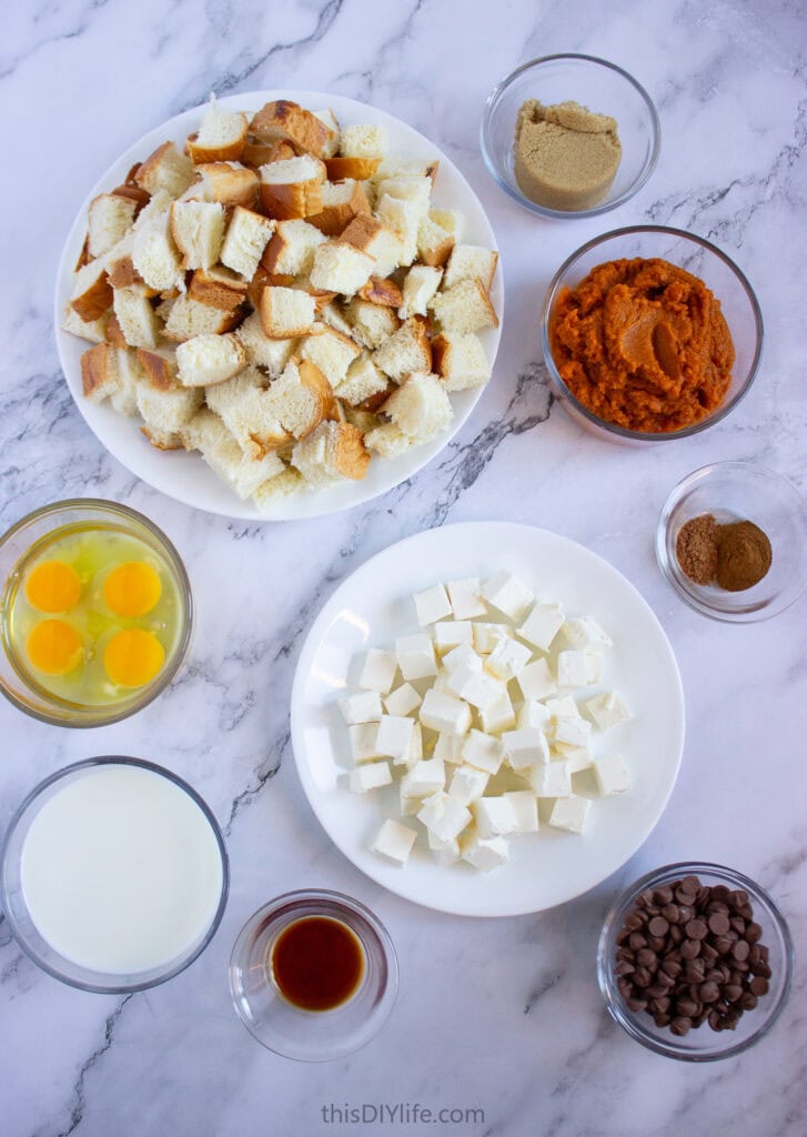 Pumpkin Cream Cheese French Toast Casserole ingredients