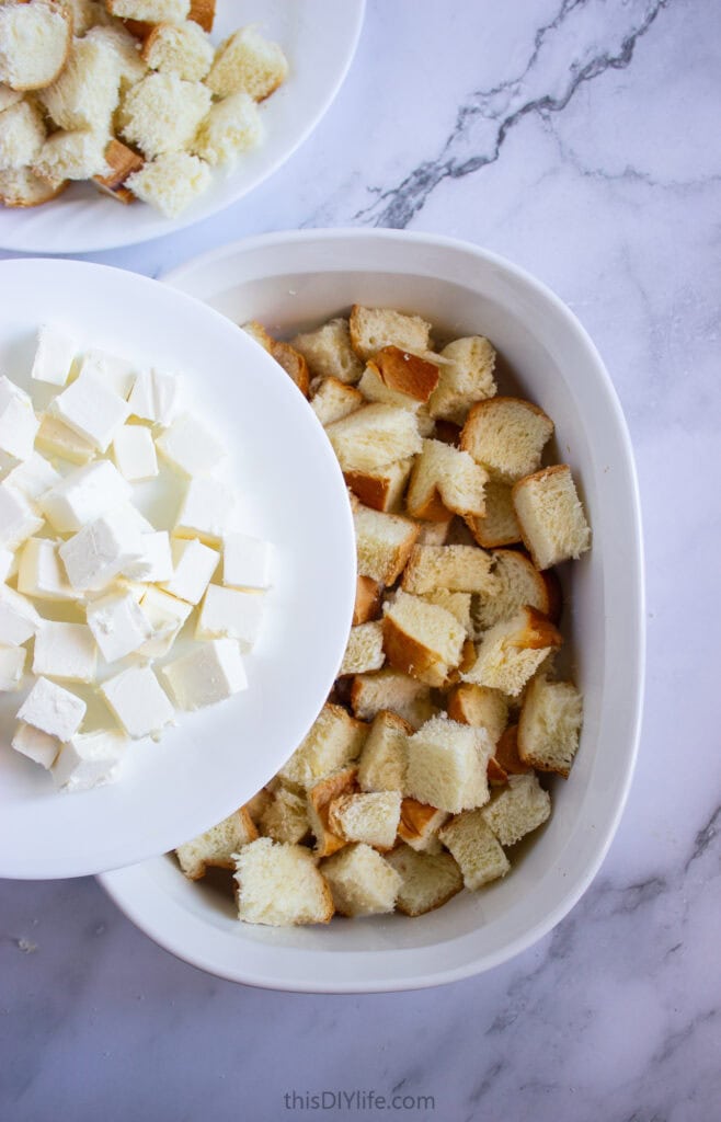 overnight prep for Pumpkin Cream Cheese French Toast Casserole