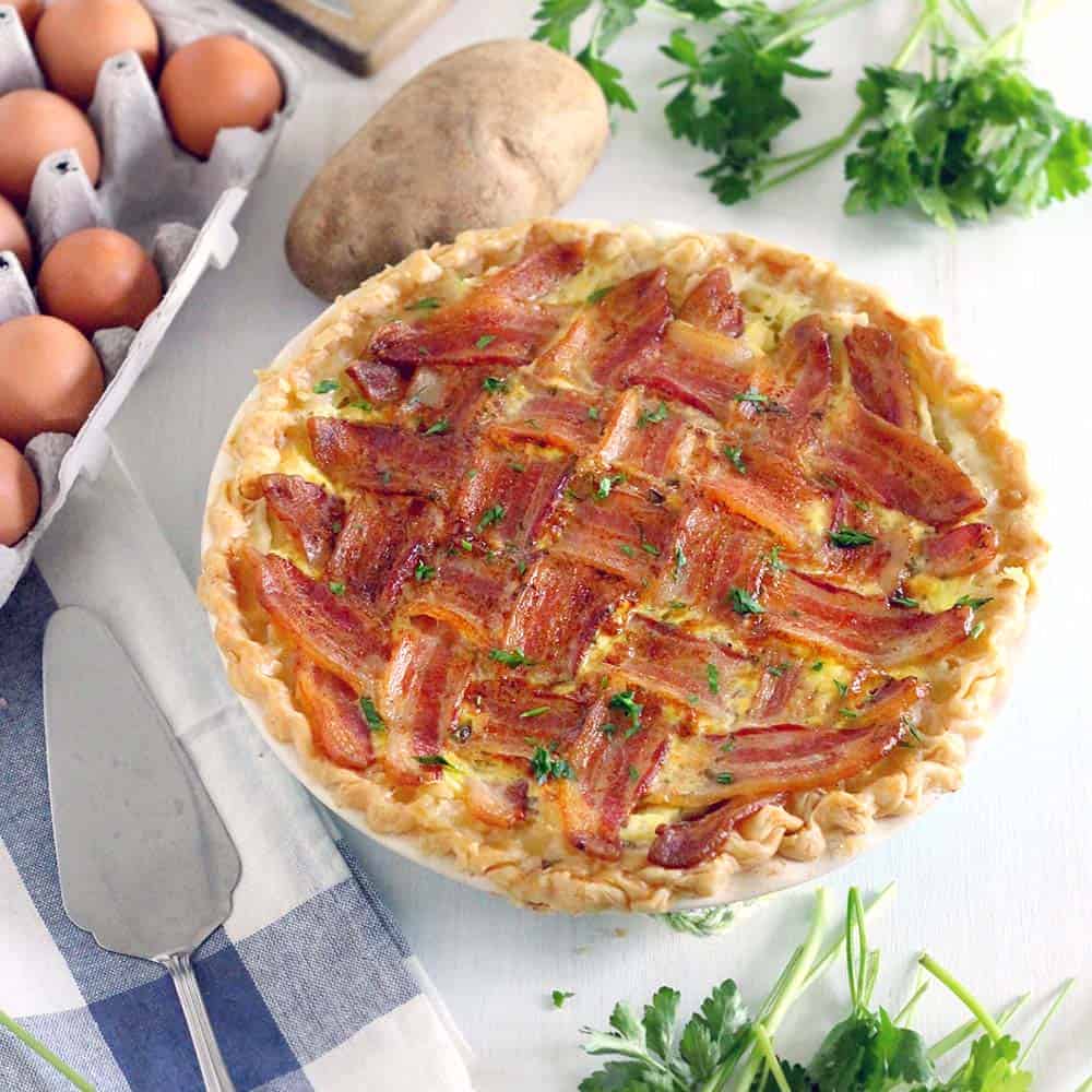 Make Ahead Breakfast Pie with Lattice Bacon Crust