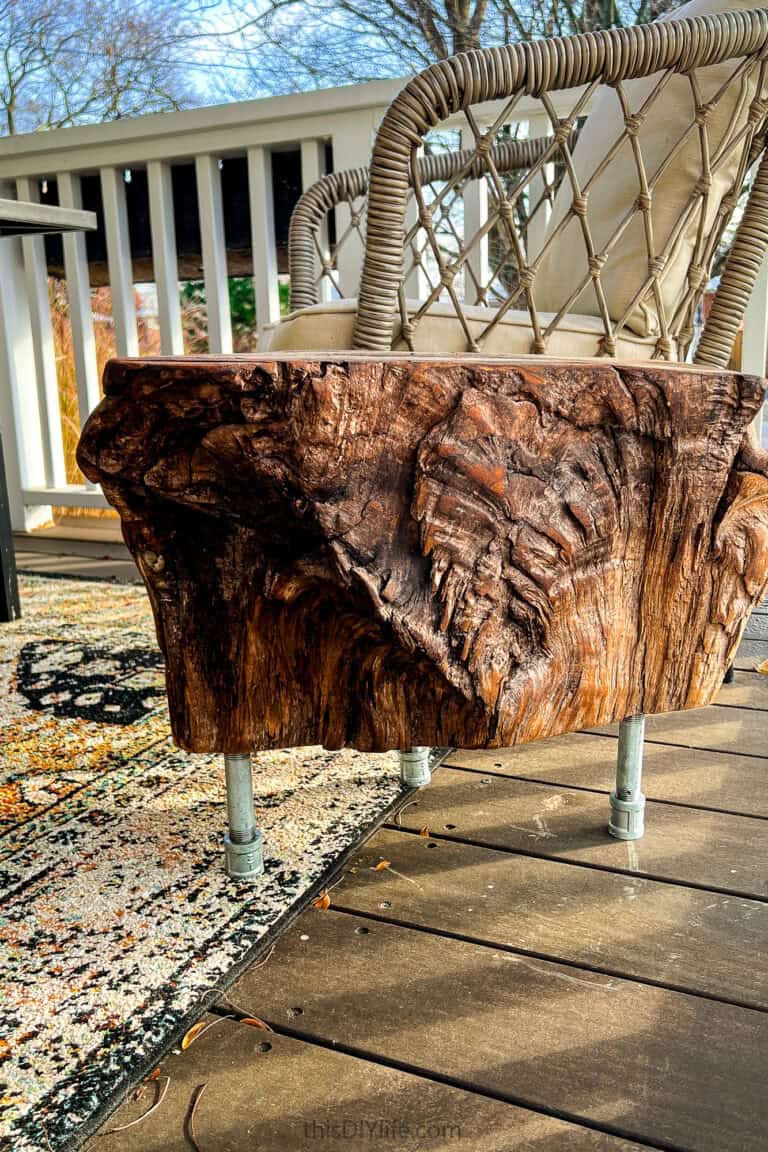 diy wood stump end table with legs