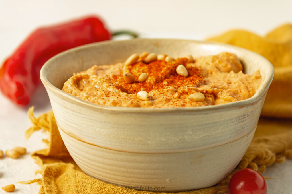 roasted red pepper hummus nutrition in a dip